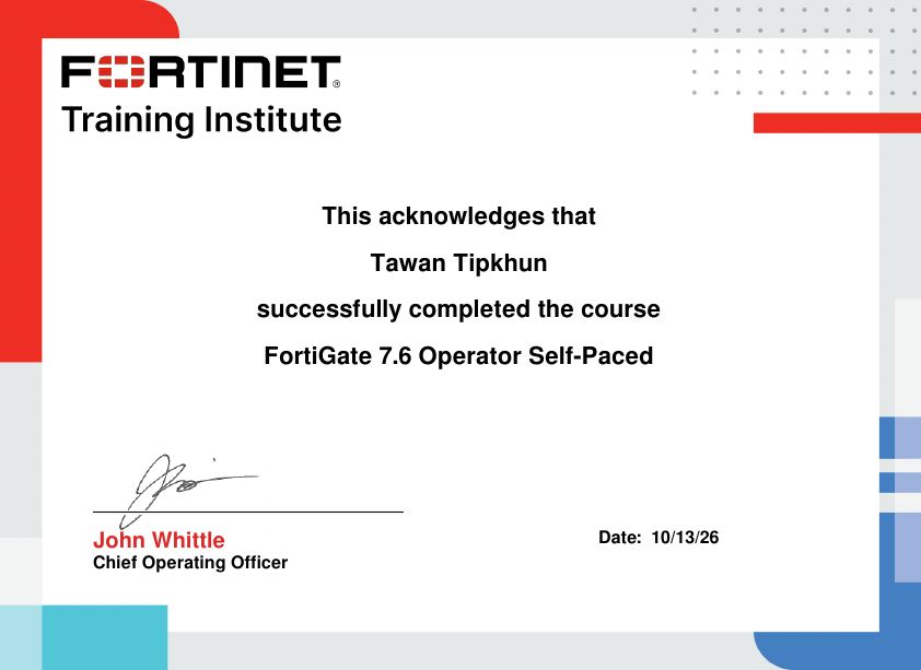 Fortinet certificate: FortiGate 7.6 Operator